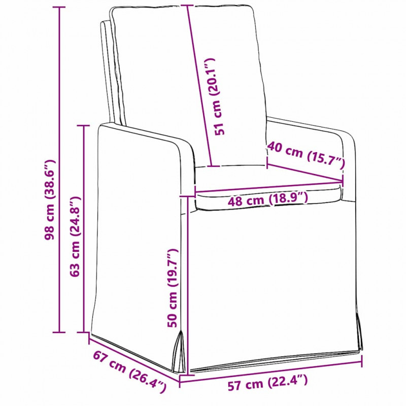 Krzesła jadalne 2 pcs Beżowy 57 x 67 x 98 cm Płótno