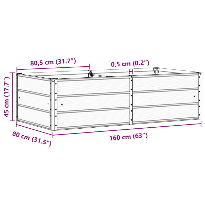 Donica Antracyt 160 x 80 x 45 cm Stal