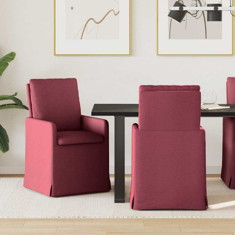 Krzesła jadalne 2 pcs czerwone wino 57 x 67 x 98 cm tkanina