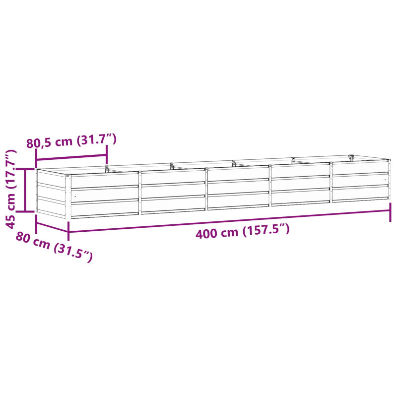 Donica Antracyt 400 x 80 x 45 cm Stal