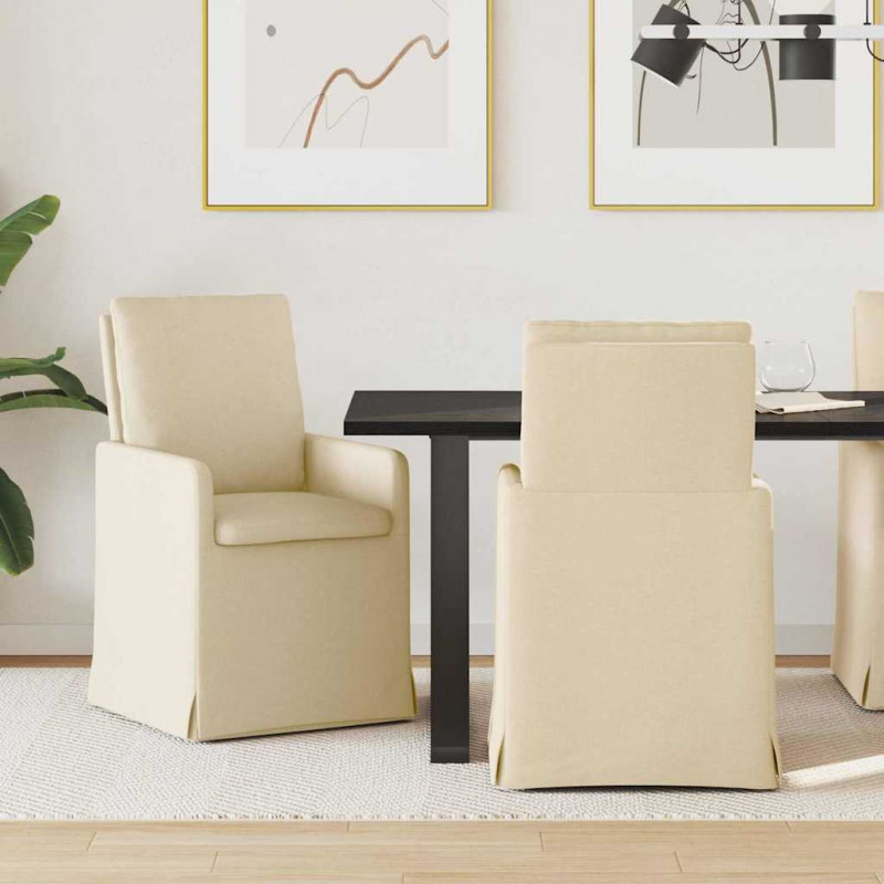 Krzesła jadalne 2 pcs Kremowy 57 x 67 x 98 cm tkanina