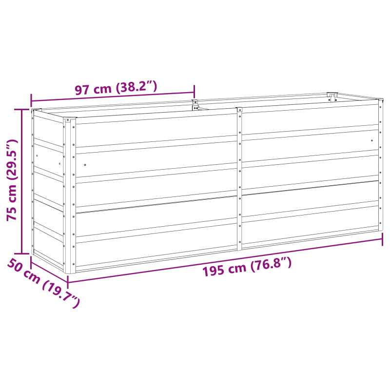 Donica Antracyt 195 x 50 x 75 cm Stal Galwanizowana