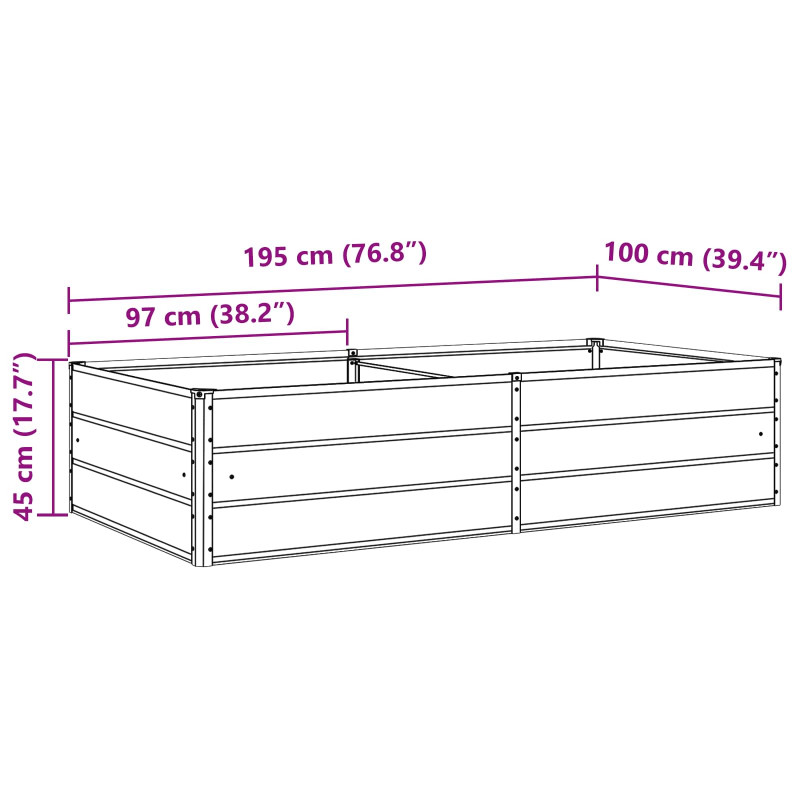 Donica Antracyt 195 x 100 x 45 cm Stal Galwanizowana