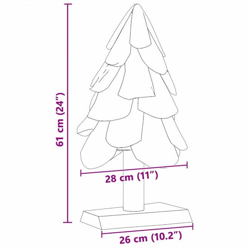 Choinka z podstawą Brązowy 61 cm Lite drewno tekowe