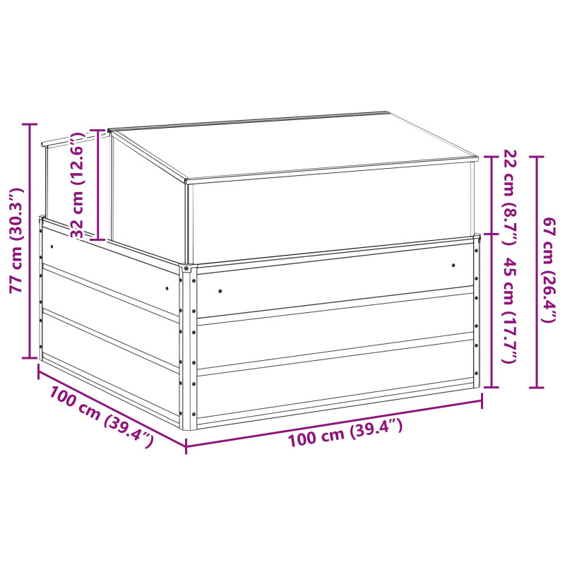 Donica Antracyt 100 x 100 x 77 cm Stal Galwanizowana