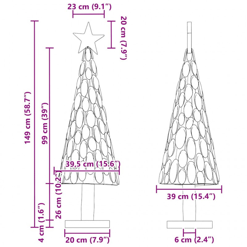 Choinka z podstawą Brązowy 149 cm Lite drewno tekowe