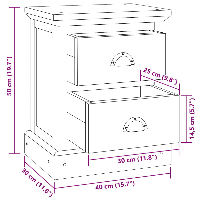 Stolik nocny Naturalny 40 x 30 x 50 cm Lite drewno teakowe