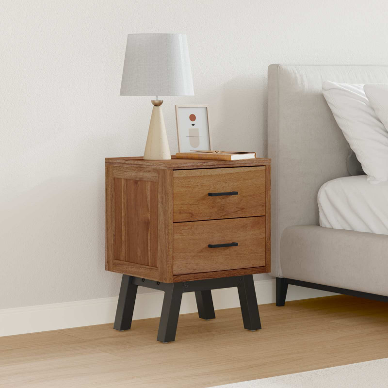 Stolik nocny Naturalny 40 x 35 x 55 cm Lite drewno teakowe