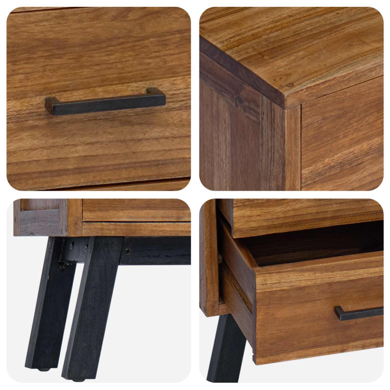 Stolik nocny Naturalny 40 x 35 x 55 cm Lite drewno teakowe