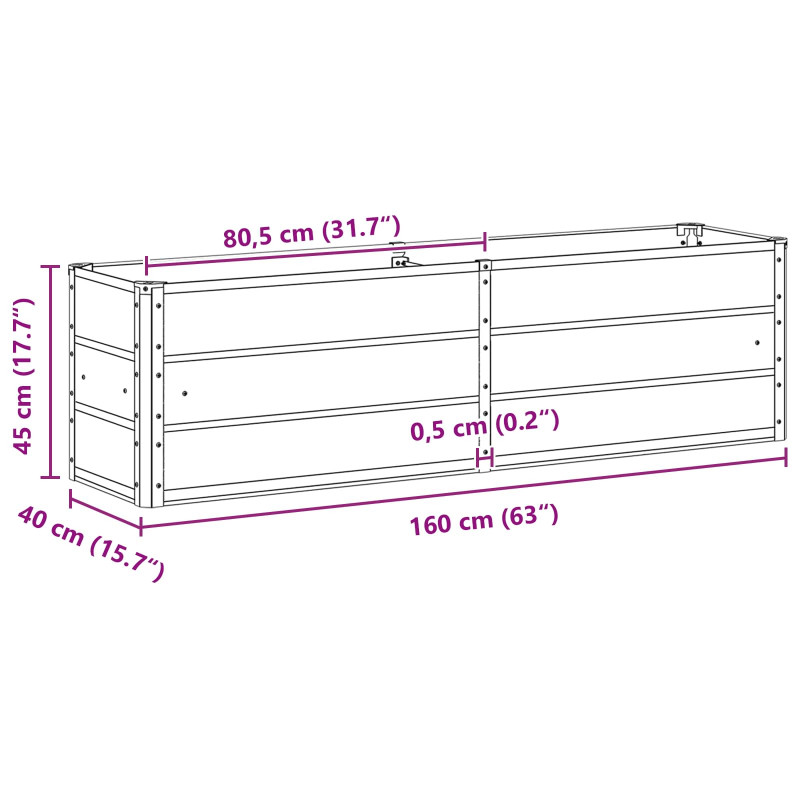 Donica Zielony 160 x 40 x 45 cm Stal
