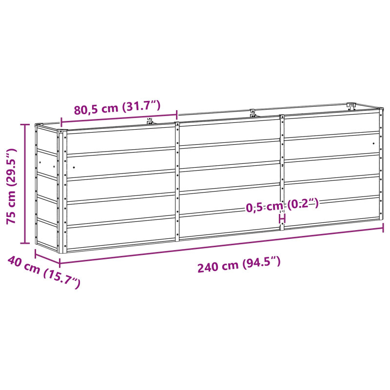 Donica Zielony 160 x 40 x 75 cm Stal