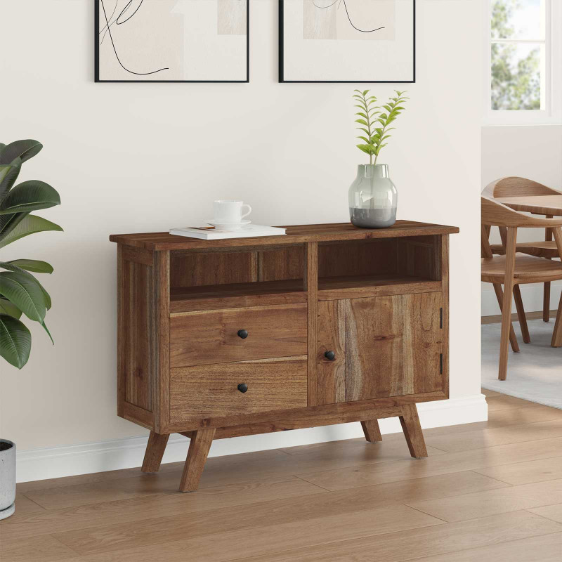 Bufet z szufladą Naturalny 100 x 30 x 68 cm Lite drewno teakowe