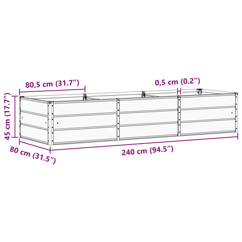 Donica Zielony 240 x 80 x 45 cm Stal
