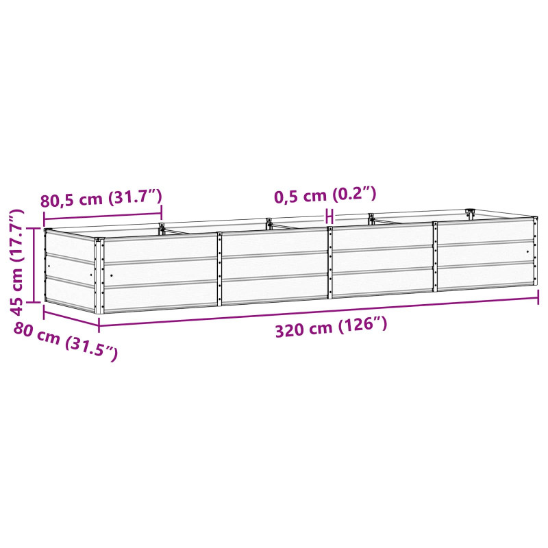 Donica Zielony 320 x 80 x 45 cm Stal