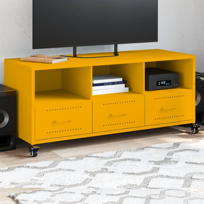 Szafka RTV, musztardowa, 100,5x39x43,5 cm, stal