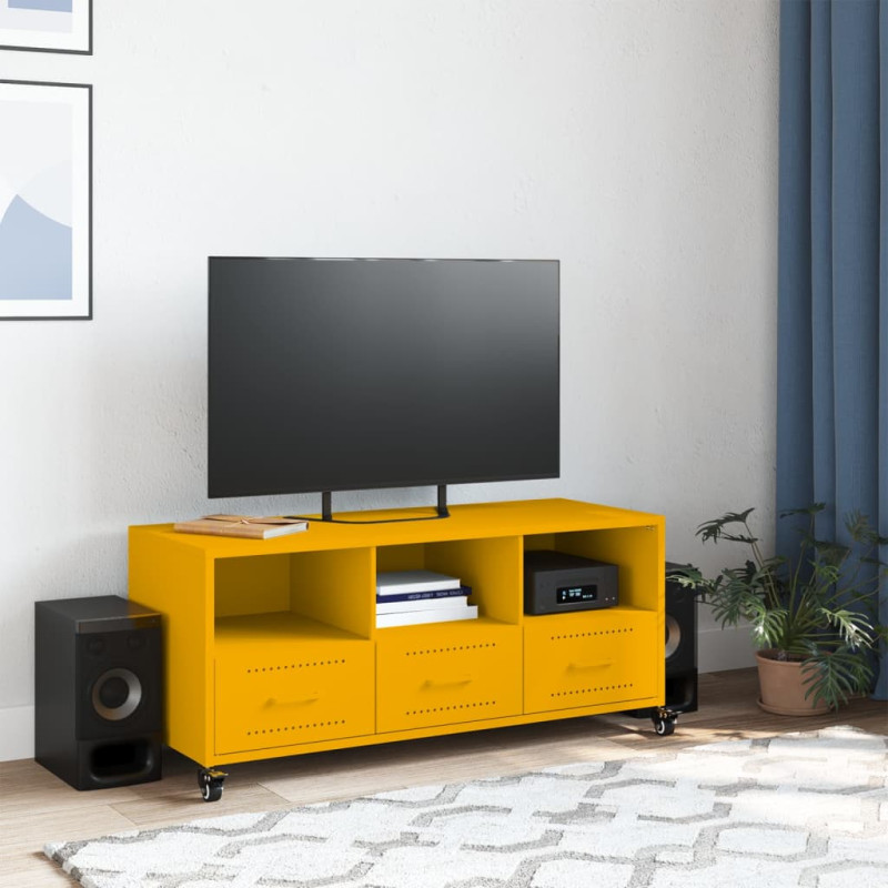Szafka RTV, musztardowa, 100,5x39x43,5 cm, stal