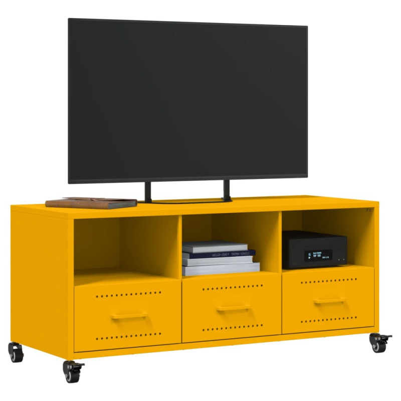 Szafka RTV, musztardowa, 100,5x39x43,5 cm, stal