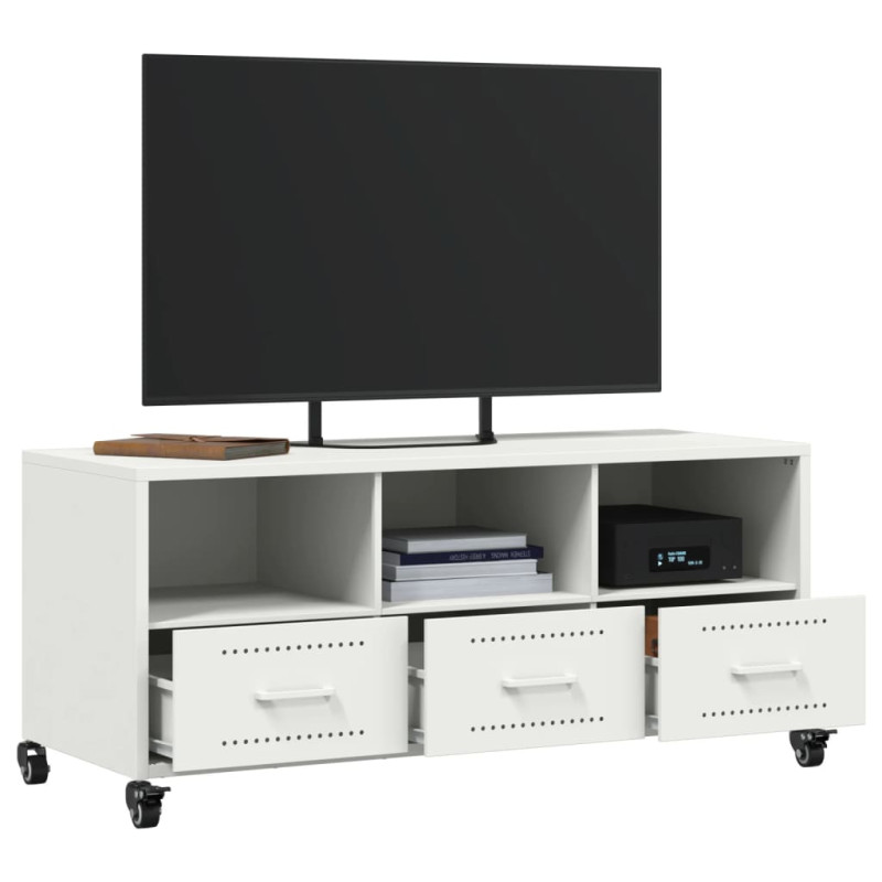 Szafka RTV, biała, 100,5x39x43,5 cm, stal