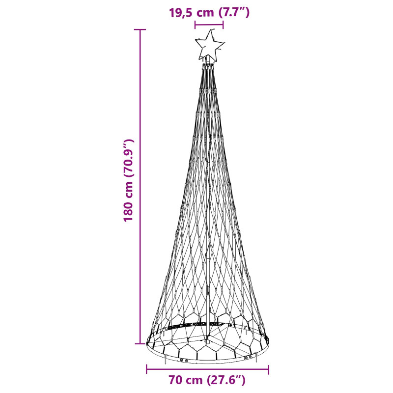 Choinka świąteczna LED z podstawą Wielokolorowe 184.5 cm Metal