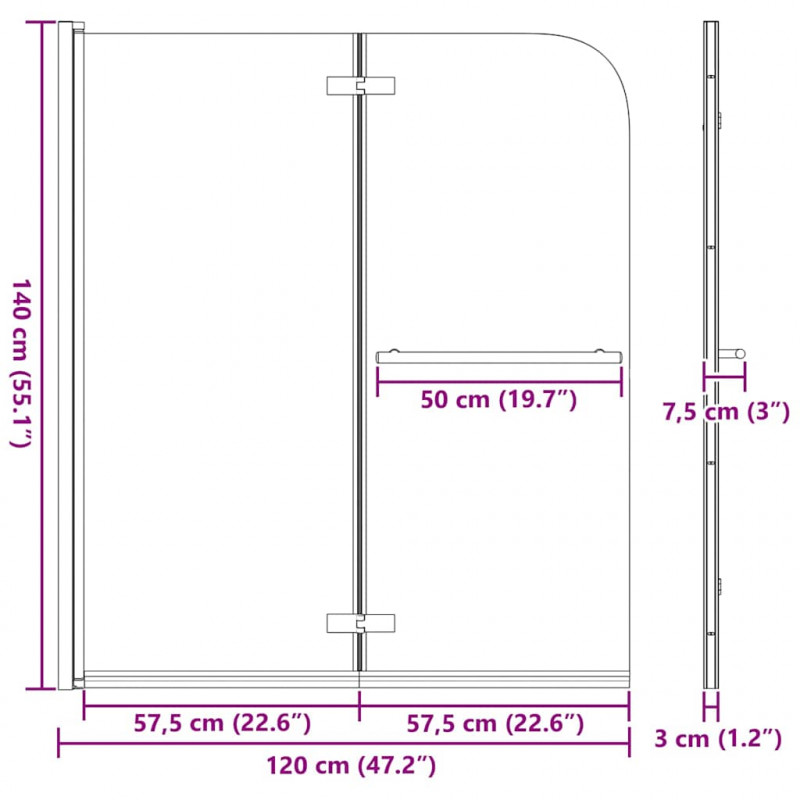 Osłona prysznicowa złoty 120 x 140 cm Szkło ESG i aluminium