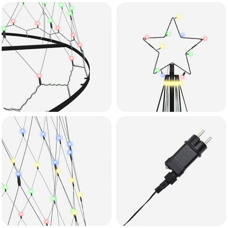 Choinka świąteczna LED z podstawą Wielokolorowe 184.5 cm Metal