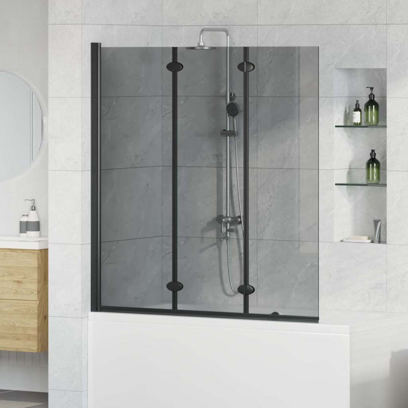 Osłona prysznicowa Czarny 130 x 138 cm Szkło ESG i aluminium