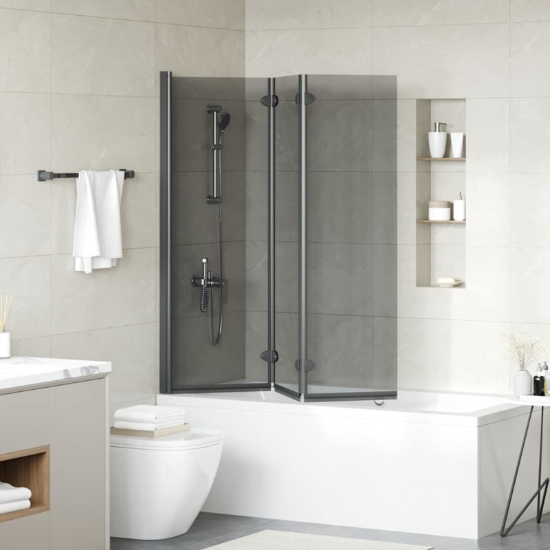 Osłona prysznicowa Czarny 130 x 138 cm Szkło ESG i aluminium