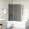 Osłona prysznicowa Czarny 130 x 138 cm Szkło ESG i aluminium