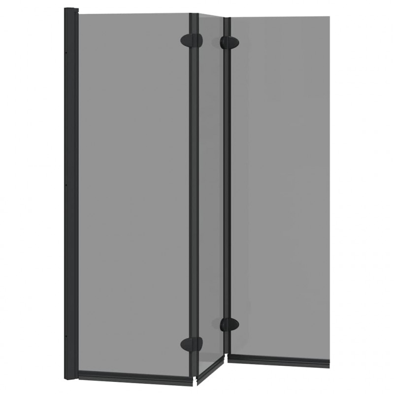 Osłona prysznicowa Czarny 130 x 138 cm Szkło ESG i aluminium
