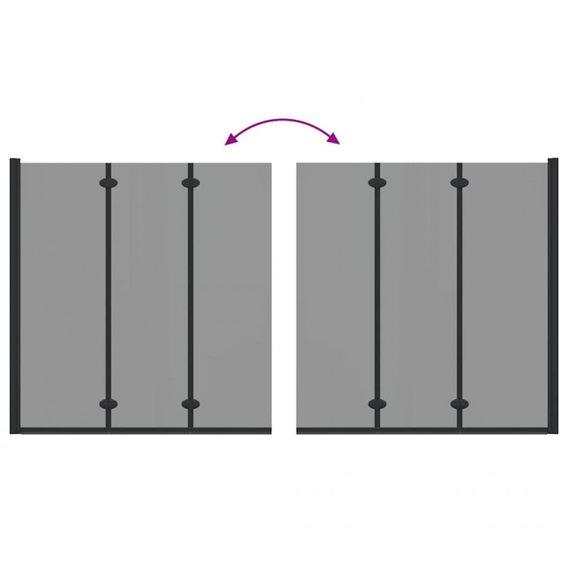 Osłona prysznicowa Czarny 130 x 138 cm Szkło ESG i aluminium