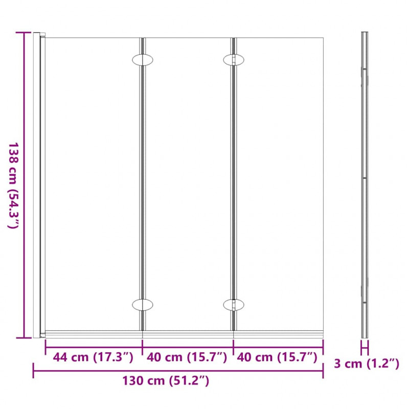 Osłona prysznicowa Czarny 130 x 138 cm Szkło ESG i aluminium