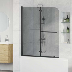Osłona prysznicowa Czarny 95 x 140 cm Szkło ESG i aluminium