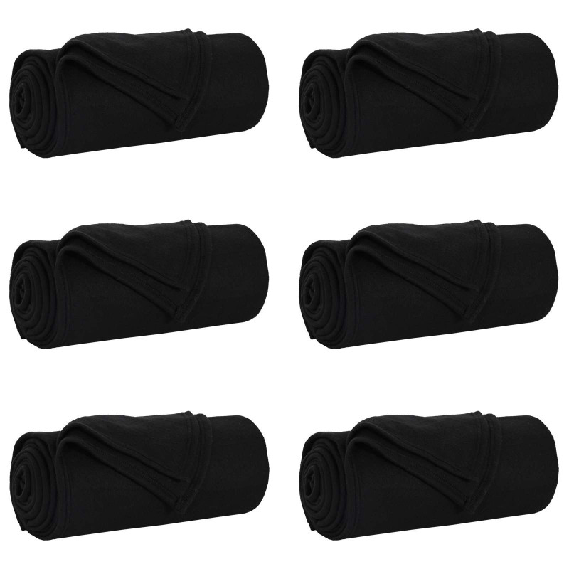 Koce narzutowe 6 pcs Czarny 200 x 150 cm Polar
