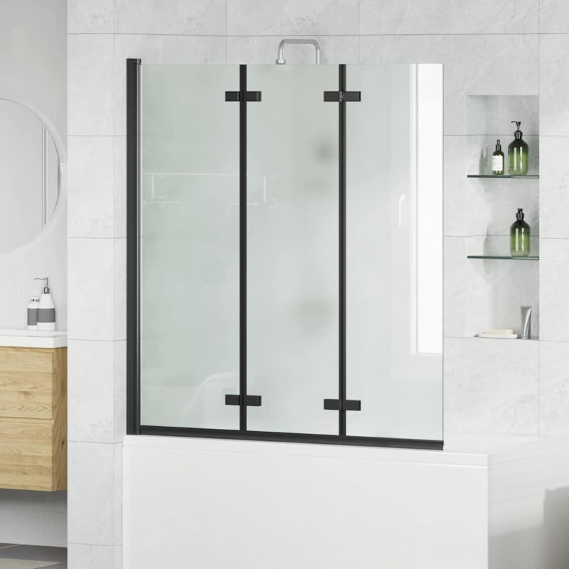 Osłona prysznicowa Czarny 130 x 138 cm Szkło ESG i aluminium