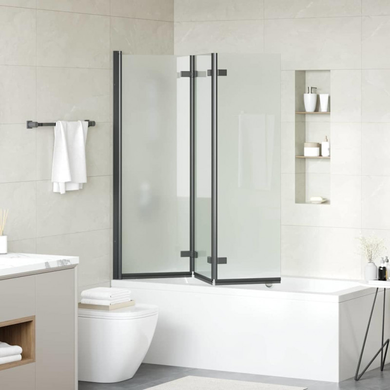 Osłona prysznicowa Czarny 130 x 138 cm Szkło ESG i aluminium