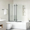 Osłona prysznicowa Czarny 130 x 138 cm Szkło ESG i aluminium