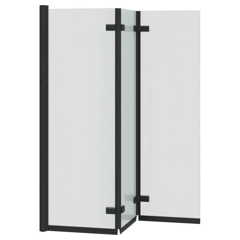 Osłona prysznicowa Czarny 130 x 138 cm Szkło ESG i aluminium