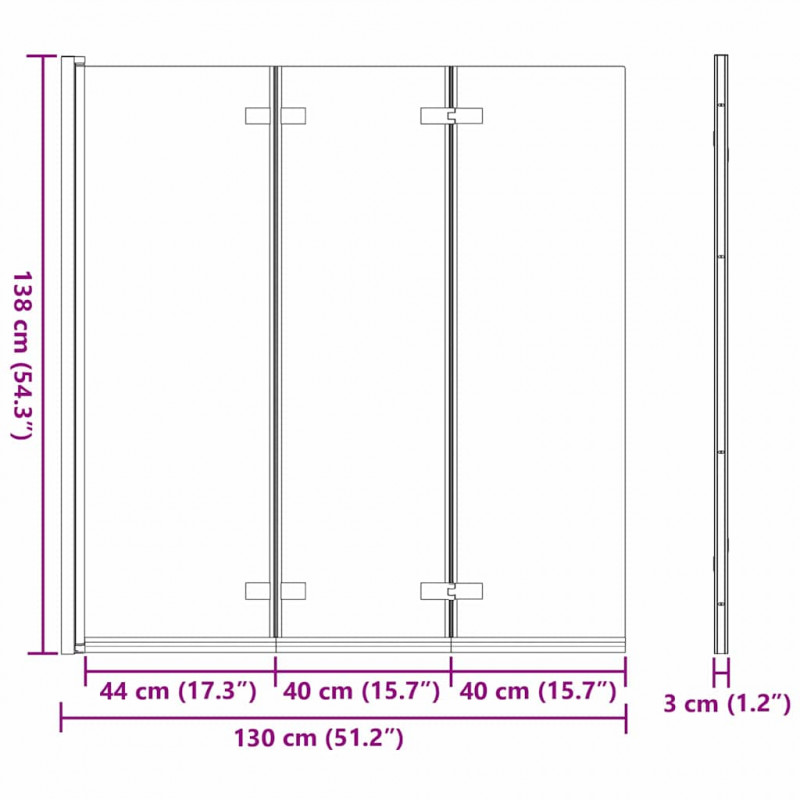 Osłona prysznicowa Czarny 130 x 138 cm Szkło ESG i aluminium