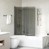 Osłona prysznicowa Czarny 130 x 138 cm Szkło ESG i aluminium