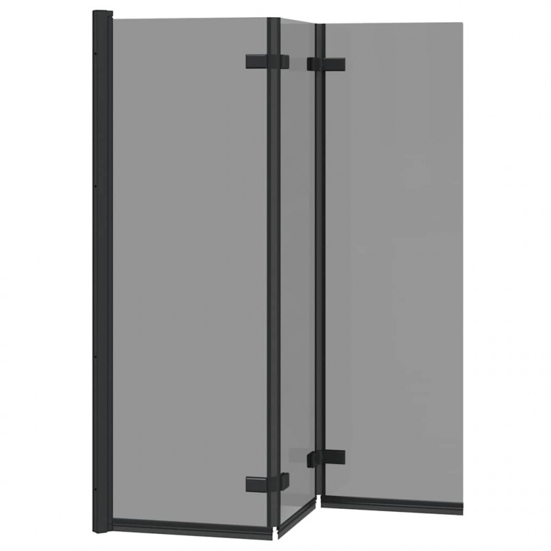 Osłona prysznicowa Czarny 130 x 138 cm Szkło ESG i aluminium