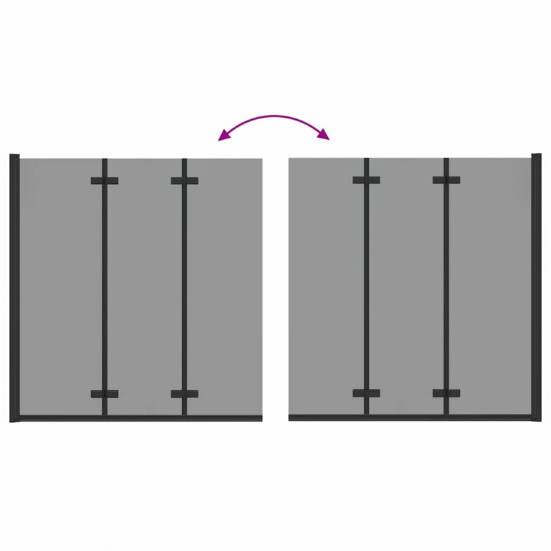 Osłona prysznicowa Czarny 130 x 138 cm Szkło ESG i aluminium