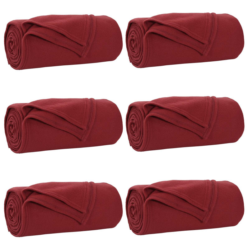 Koce narzutowe 6 pcs Bordeaux Czerwony 240 x 220 cm Polar