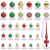 Zestaw Bombek Choinkowych 61 pcs Wielokolorowe