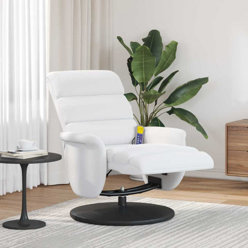 Fotel z funkcją relaksu Biały 98 x 71 x 106 cm PU