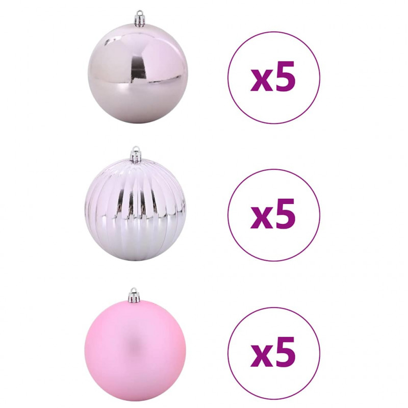 Zestaw Bombek Świątecznych XL 15 pcs Różowy