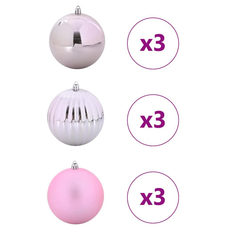 Zestaw Bombek Świątecznych XL 9 pcs Różowy