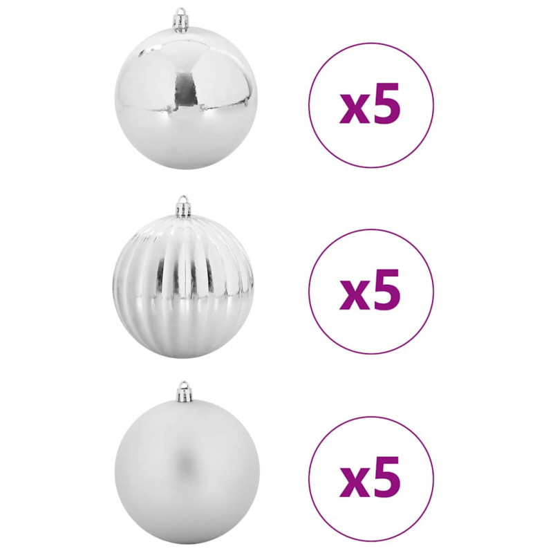 Zestaw Bombek Świątecznych XL 15 pcs Srebrny