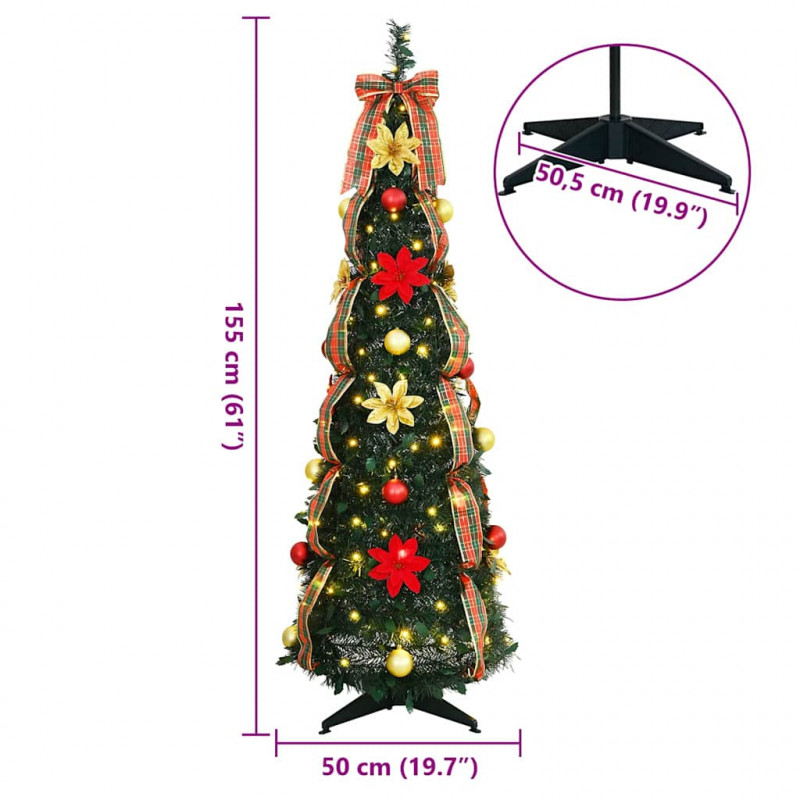 Sztuczna choinka z 100 diodami LED Zielony 155 cm PVC