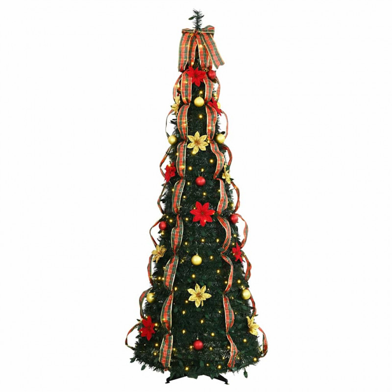 Sztuczna choinka z 150 diodami LED Zielony 185 cm PVC