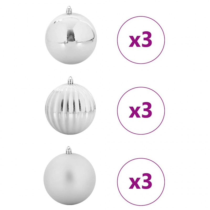 Zestaw Bombek Świątecznych XL 9 pcs Srebrny